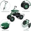 imageGiantex Rolling Garden Cart with Seat 4Wheel Gardening Workseat with Storage Basket Swivel Stool Adjustable Seat Steering Handle Garden Utility Cart Steel Frame GreenGreen
