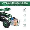 imageGiantex Rolling Garden Cart with Seat 4Wheel Gardening Workseat with Storage Basket Swivel Stool Adjustable Seat Steering Handle Garden Utility Cart Steel Frame GreenGreen