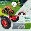 imageGiantex Rolling Garden Cart with Seat 4Wheel Gardening Workseat with Storage Basket Swivel Stool Adjustable Seat Steering Handle Garden Utility Cart Steel Frame GreenRed