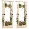 imageGiantex Wooden Raised Garden Bed with Trellis amp Hanging Roof Fir Wood Planter Box 45 Freestanding Elevated Garden Bed for Outdoor Climbing Plants Vegetables Flowers Patio amp Balcony NaturalNatural