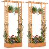imageGiantex Wooden Raised Garden Bed with Trellis amp Hanging Roof Fir Wood Planter Box 45 Freestanding Elevated Garden Bed for Outdoor Climbing Plants Vegetables Flowers Patio amp Balcony NaturalOrange