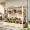 imageGiantex Wooden Raised Garden Bed with Trellis amp Hanging Roof Fir Wood Planter Box 45 Freestanding Elevated Garden Bed for Outdoor Climbing Plants Vegetables Flowers Patio amp Balcony NaturalNatural
