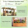 imageGiantex Wooden Raised Garden Bed with Trellis amp Hanging Roof Fir Wood Planter Box 45 Freestanding Elevated Garden Bed for Outdoor Climbing Plants Vegetables Flowers Patio amp Balcony NaturalOrange