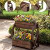 imageGiantex Wooden Wagon Planter Box Rustic Garden Planter with Wheels Handles amp Drainage Holes for Flowers Herbs Vegetables Indoor Outdoor Decorative Flower Cart for Patio Balcony 122L x 13W x 22H