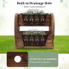 imageGiantex Wooden Wagon Planter Box Rustic Garden Planter with Wheels Handles amp Drainage Holes for Flowers Herbs Vegetables Indoor Outdoor Decorative Flower Cart for Patio Balcony 118l X 175w X 14h