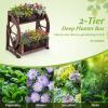 imageGiantex Wooden Wagon Planter Box Rustic Garden Planter with Wheels Handles amp Drainage Holes for Flowers Herbs Vegetables Indoor Outdoor Decorative Flower Cart for Patio Balcony 122L x 13W x 22H