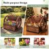 imageGiantex Wooden Wagon Planter Box Rustic Garden Planter with Wheels Handles amp Drainage Holes for Flowers Herbs Vegetables Indoor Outdoor Decorative Flower Cart for Patio Balcony 118l X 175w X 14h