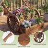 imageGiantex Wooden Wagon Planter Box Rustic Garden Planter with Wheels Handles amp Drainage Holes for Flowers Herbs Vegetables Indoor Outdoor Decorative Flower Cart for Patio Balcony 125L x 215W x 20H