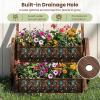 imageGiantex Wooden Wagon Planter Box Rustic Garden Planter with Wheels Handles amp Drainage Holes for Flowers Herbs Vegetables Indoor Outdoor Decorative Flower Cart for Patio Balcony 125L x 215W x 20H
