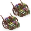imageGiantex Wooden Wagon Planter Box Rustic Garden Planter with Wheels Handles amp Drainage Holes for Flowers Herbs Vegetables Indoor Outdoor Decorative Flower Cart for Patio Balcony 125L x 215W x 20H