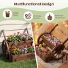 imageGiantex Wooden Wagon Planter Box Rustic Garden Planter with Wheels Handles amp Drainage Holes for Flowers Herbs Vegetables Indoor Outdoor Decorative Flower Cart for Patio Balcony 125L x 215W x 20H