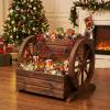 imageGiantex Wooden Wagon Planter Box Rustic Garden Planter with Wheels Handles amp Drainage Holes for Flowers Herbs Vegetables Indoor Outdoor Decorative Flower Cart for Patio Balcony 118l X 175w X 14h