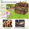 imageGiantex Wooden Wagon Planter Box Rustic Garden Planter with Wheels Handles amp Drainage Holes for Flowers Herbs Vegetables Indoor Outdoor Decorative Flower Cart for Patio Balcony 118l X 175w X 14h