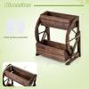 imageGiantex Wooden Wagon Planter Box Rustic Garden Planter with Wheels Handles amp Drainage Holes for Flowers Herbs Vegetables Indoor Outdoor Decorative Flower Cart for Patio Balcony 122L x 13W x 22H