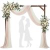 imageGiantex Wooden Wedding Arch 87 Wood Wedding Arbor Backdrop Stand with Ground Stakes Rustic Decorative Arch for Wedding Ceremony Party Garden Balloon amp Floral DecorationsRectangular