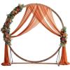 imageGiantex Wooden Wedding Arch 87 Wood Wedding Arbor Backdrop Stand with Ground Stakes Rustic Decorative Arch for Wedding Ceremony Party Garden Balloon amp Floral DecorationsRound