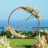 imageGiantex Wooden Wedding Arch 87 Wood Wedding Arbor Backdrop Stand with Ground Stakes Rustic Decorative Arch for Wedding Ceremony Party Garden Balloon amp Floral DecorationsRound