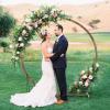 imageGiantex Wooden Wedding Arch 87 Wood Wedding Arbor Backdrop Stand with Ground Stakes Rustic Decorative Arch for Wedding Ceremony Party Garden Balloon amp Floral DecorationsRound