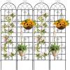 imageGiantex 2 Packs 86x20 Metal Garden Trellis for Outdoor Climbing Plants HeavyDuty Plant Support for Vine Rose Vegetable Flower Rustproof Black Metal Coating Patio Trellis Arch Decorative Fence86x204 Panel
