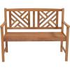 imageGiantex 2Person Outdoor Bench 47 Patio Acacia Wood Loveseat with Slatted Seat Armrests amp XShaped Backrest Wooden Garden Seating for Backyard Porch Deck PoolsideGeometric Back