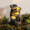 imageGiantex 32 Water Fountain Outdoor 4Tier Cascading Bowls Waterfall Fountain with Warm LED Lights amp Pump Outside Zen Water Feature for Patio Balcony Deck Garden Yard Decor175 5Tier