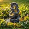 imageGiantex 32 Water Fountain Outdoor 4Tier Cascading Bowls Waterfall Fountain with Warm LED Lights amp Pump Outside Zen Water Feature for Patio Balcony Deck Garden Yard Decor18 5Tier