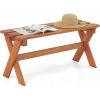 imageGiantex 36 Wood Outdoor Bench Backless Patio Bench with Slatted Seat amp Solid Wood Frame Teak Oil Coating 660 lbs Capacity Outside Wooden Garden Bench for Patio Porch Park Entryway1