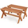 imageGiantex 36 Wood Outdoor Bench Backless Patio Bench with Slatted Seat amp Solid Wood Frame Teak Oil Coating 660 lbs Capacity Outside Wooden Garden Bench for Patio Porch Park Entryway2