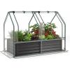 imageGiantex 3in1 Metal Raised Garden Bed with Greenhouse Cover 6x3x4 FT Metal Elevated Outdoor Planter Box with RollUp Windows Open Base Grow Box for Vegetables Flowers and Herbs BlackBlack