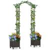 imageGiantex 82 FT Garden Arch Trellis w 2 SelfWatering Planter Boxes Wheels Metal Pergola Arbor Grape Vine Rose Climbing Plant Support Frame Large Outdoor Wedding Archway for Ceremony Party