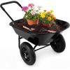 imageGiantex DualWheel Garden Cart 330LBS Heavy Duty Wheelbarrow 2 Wheel Wagon Utility Cart for Outdoor Yard Lawn Gardening Construction Use RedBlack