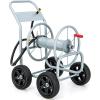 imageGiantex Garden Hose Reel Cart  Mobile Water Hose Cart with 4 Wheels amp Nonslip Grip Outdoor Heavy Duty Water Hose Holder Hold 330 FT of 58 or 34 400 FT of 12 Hose for Lawn Garden Yard GreyGrey