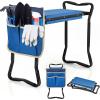 imageGiantex Garden Kneeler amp Seat Folding Gardening Stool Portable Garden Bench with EVA Foam Pad HeavyDuty Metal Frame Gardening Tool for Women Men Seniors Holds 330 LBS Blue with 1 BagsBlue