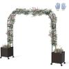imageGiantex Metal Garden Arch Trellis Arbor with 2 SelfWatering Planter Boxes 80 L x 16 W x 91 H PECoated Archway with Lockable Rolling Wheels for Climbing Vines Yard Lawn Party DecorationsRectangular