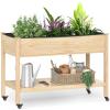 imageGiantex Mobile Raised Garden Bed Wood Planter Box with Wheels Storage Shelf amp Liner 47x23x33 Rolling Raised Bed for Indoor Outdoor Plants Vegetables Flower Herbs Fruit Gardening1