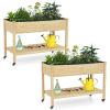 imageGiantex Mobile Raised Garden Bed Wood Planter Box with Wheels Storage Shelf amp Liner 47x23x33 Rolling Raised Bed for Indoor Outdoor Plants Vegetables Flower Herbs Fruit Gardening2