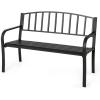 imageGiantex Outdoor Bench 50 Patio Garden Bench with Steel Frame Slat Design 500 Lbs Weight Capacity Patio Seating Bench for Porch Backyard Poolside Outside Decor Furniture Park Loveseat Black50x23x335