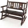 imageGiantex Outdoor Rocking Bench Patio Loveseat Rocker for 2 wErgonomic Back amp Log Arms Carbonized Fir Wood Frame Wooden Double Rocking Chair for Porch Garden 710 LB Capacity Rustic Brown 21