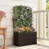 imageGiantex Raised Garden Bed with Trellis 58 Tall PE Rattan Planter Box wLiner amp Drainage Metal Frame Privacy Screen for Vertical Climbing Plants Vegetables amp Flowers Patio Balcony GardeningBrown