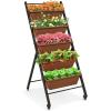 imageGiantex Vertical Raised Garden Bed on Wheels 5Tier Elevated Planter Boxes Garden Beds with Drain Hole Freestanding 5 Containers for Herb Vegetables Flowers Growing Indoor Outdoor Patio Balcony1