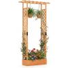 imageGiantex Wooden Raised Garden Bed with Trellis amp Hanging Roof Fir Wood Planter Box 45 Freestanding Elevated Garden Bed for Outdoor Climbing Plants Vegetables Flowers Patio amp Balcony NaturalOrange