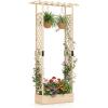 imageGiantex Wooden Raised Garden Bed with Trellis amp Hanging Roof Fir Wood Planter Box 45 Freestanding Elevated Garden Bed for Outdoor Climbing Plants Vegetables Flowers Patio amp Balcony NaturalNatural