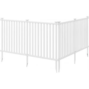 imageGiantex 2Panel Garden Picket Fence 80W x 375H Outdoor Decorative Vinyl Fence with 12 Ground Stakes Flexible Privacy Barrier for Yard Patio Pool Lawn White 2 Panels  160 Total LengthWhite
