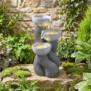 imageGiantex 32 Water Fountain Outdoor 4Tier Cascading Bowls Waterfall Fountain with Warm LED Lights amp Pump Outside Zen Water Feature for Patio Balcony Deck Garden Yard Decor185 3Tier