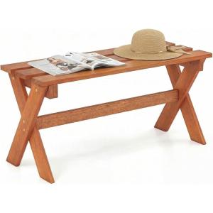 imageGiantex 36 Wood Outdoor Bench Backless Patio Bench with Slatted Seat amp Solid Wood Frame Teak Oil Coating 660 lbs Capacity Outside Wooden Garden Bench for Patio Porch Park Entryway1
