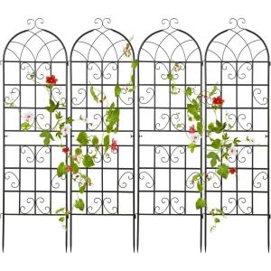 imageGiantex 4 Pack Trellis for Climbing Plants Outdoor 6 FT Tall Galvanized Steel Garden Trellis for Patio Lawn Wall Decor Plant Trellis for Vine Cucumber Tomato Flower Clematis Roses71x204 Pack