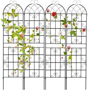 imageGiantex 4 Pack Trellis for Climbing Plants Outdoor 6 FT Tall Galvanized Steel Garden Trellis for Patio Lawn Wall Decor Plant Trellis for Vine Cucumber Tomato Flower Clematis Roses865x204 Pack
