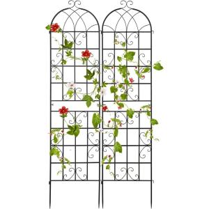 imageGiantex 4 Pack Trellis for Climbing Plants Outdoor 6 FT Tall Galvanized Steel Garden Trellis for Patio Lawn Wall Decor Plant Trellis for Vine Cucumber Tomato Flower Clematis Roses87x202 Pack