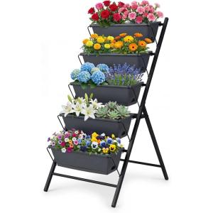 imageGiantex 5Tier Vertical Garden Planter Raised Garden Bed wDrainage System amp Removable Tray Metal Frame Elevated Planter Boxes for Herb Vegetable Flower Grow Outdoor Indoor Patio Balcony Backyard1