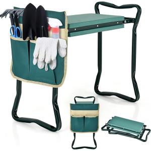 imageGiantex Garden Kneeler amp Seat Folding Gardening Stool Portable Garden Bench with EVA Foam Pad HeavyDuty Metal Frame Gardening Tool for Women Men Seniors Holds 330 LBS Blue with 1 BagsGreen